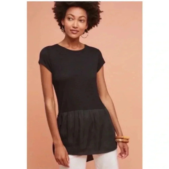 Anthropologie black mixed media top - Picture 1 of 10
